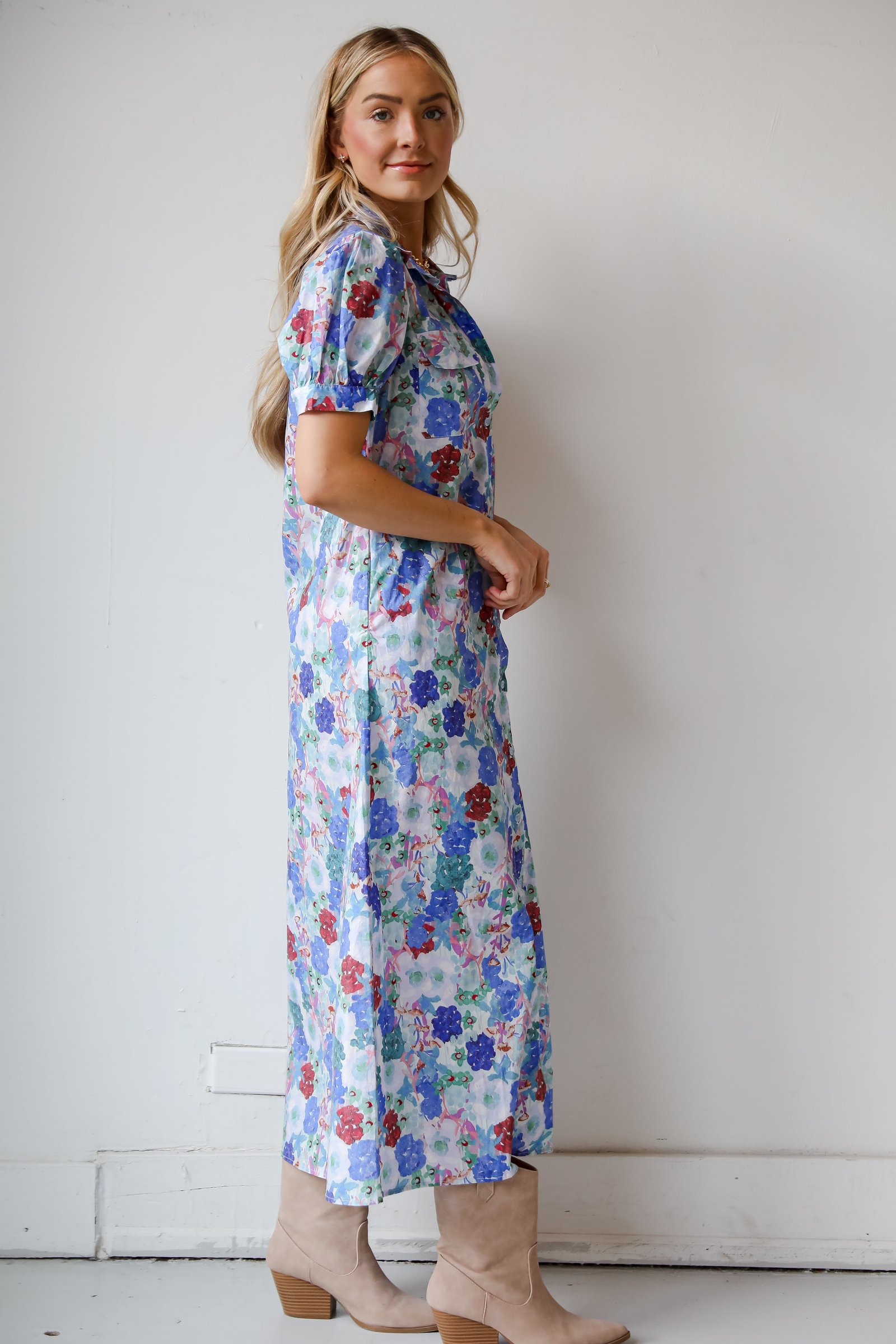 Favorite RSVP Blue Floral Maxi Dress KM7