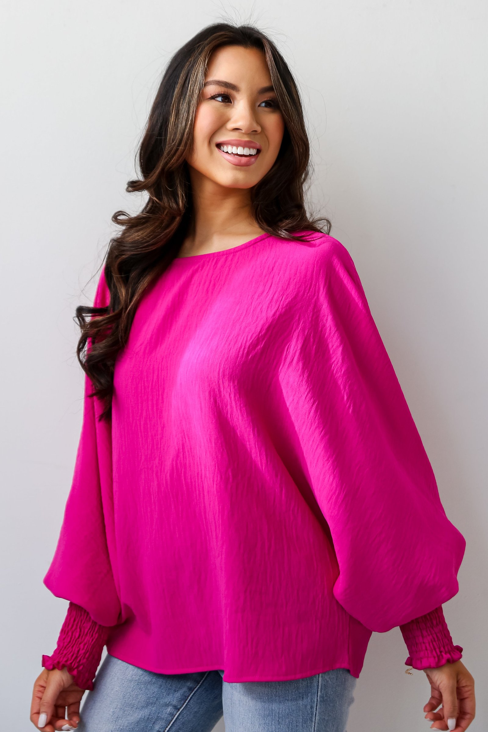 Elevated Sensibility Fuchsia Oversized Blouse KM14