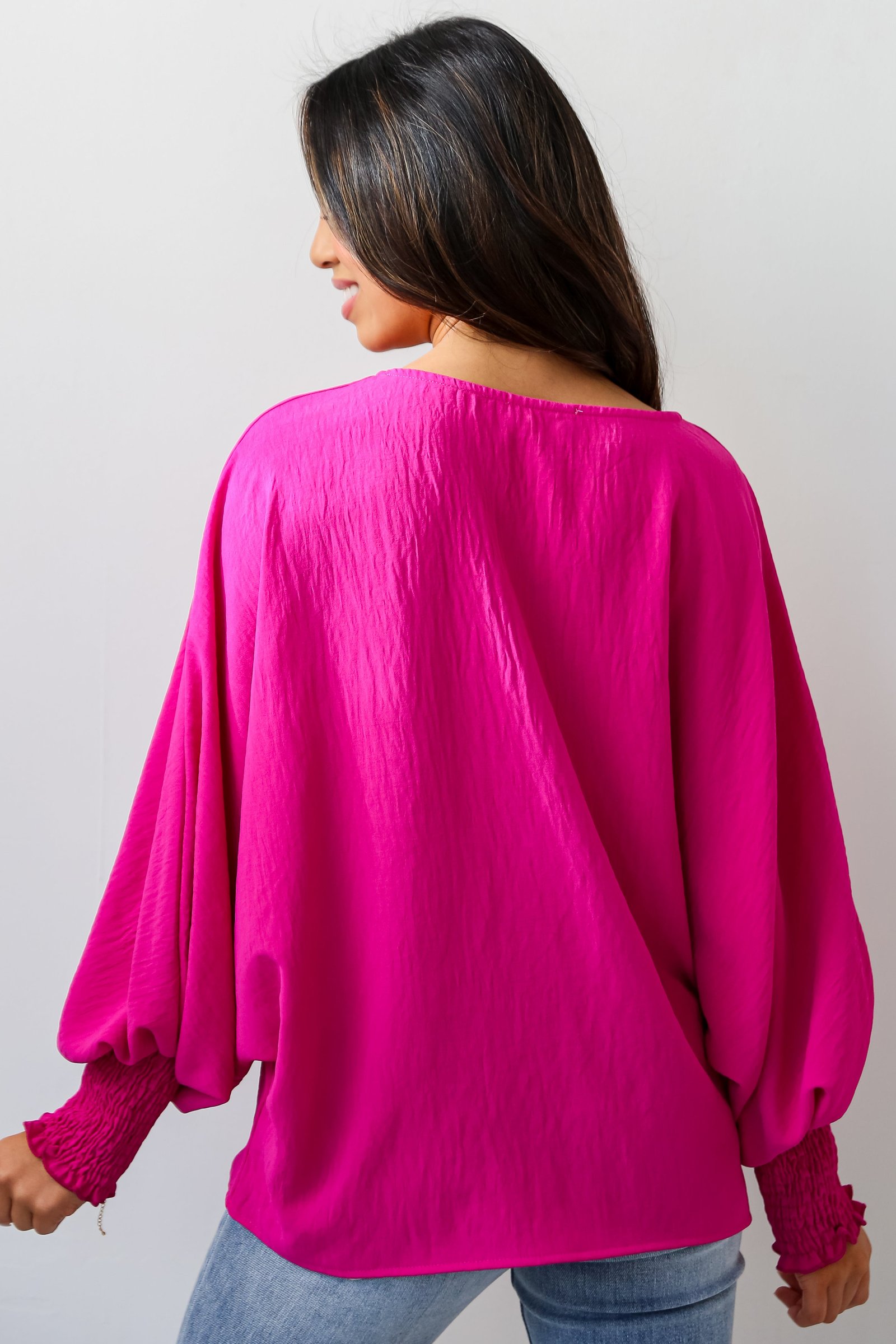 Elevated Sensibility Fuchsia Oversized Blouse KM14