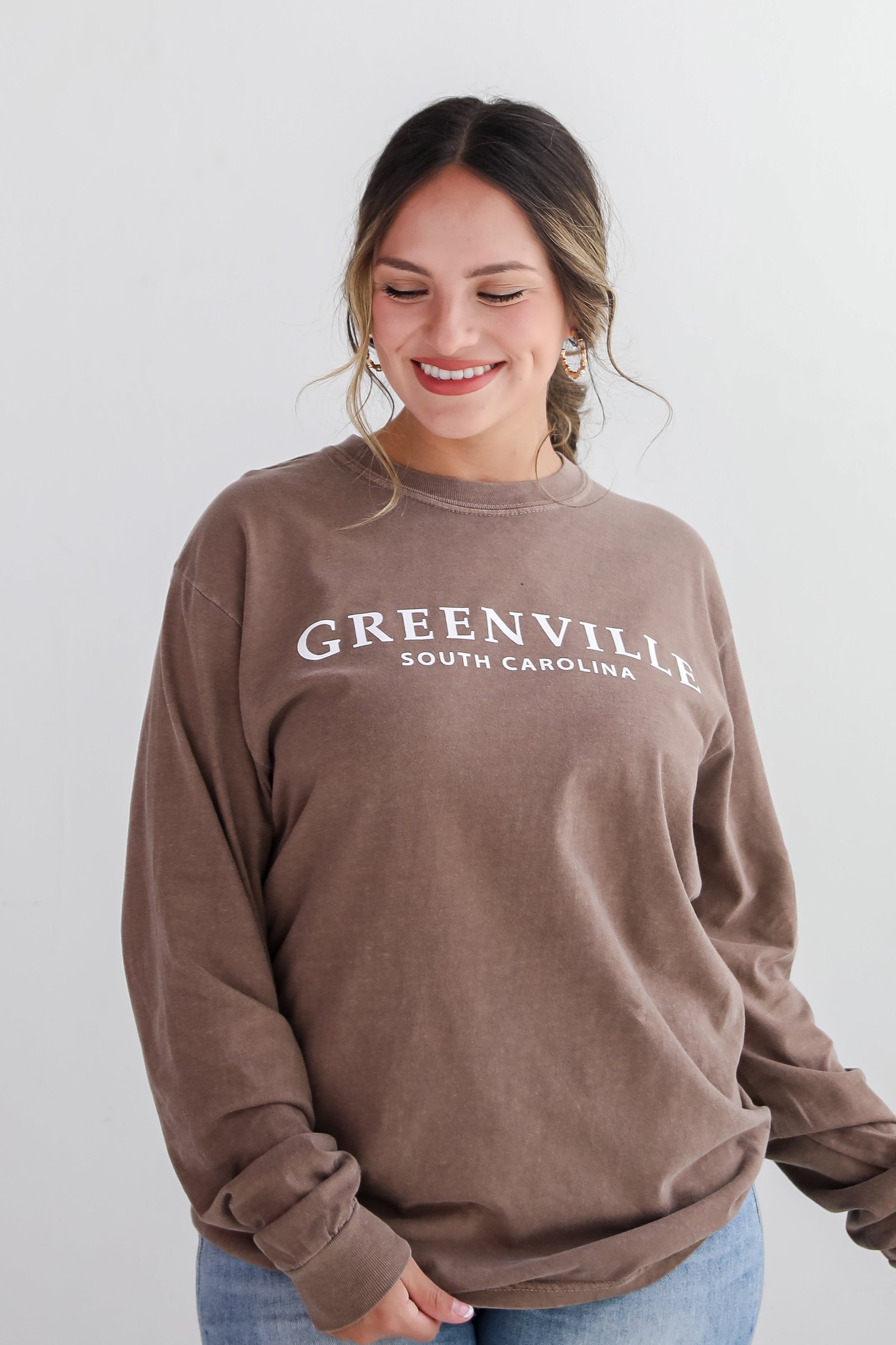 Brown Greenville South Carolina Long Sleeve Tee KM19