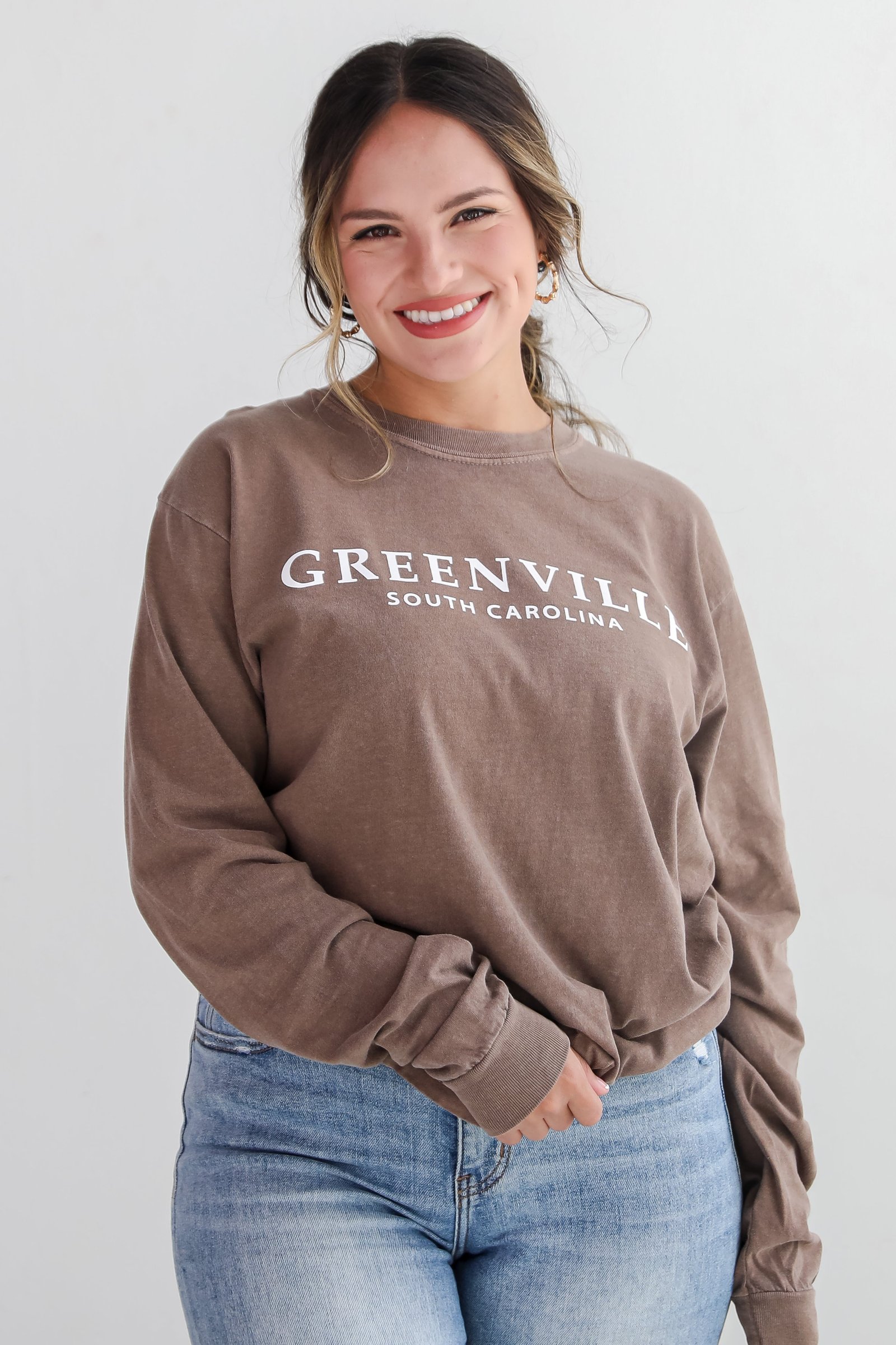 Brown Greenville South Carolina Long Sleeve Tee KM19