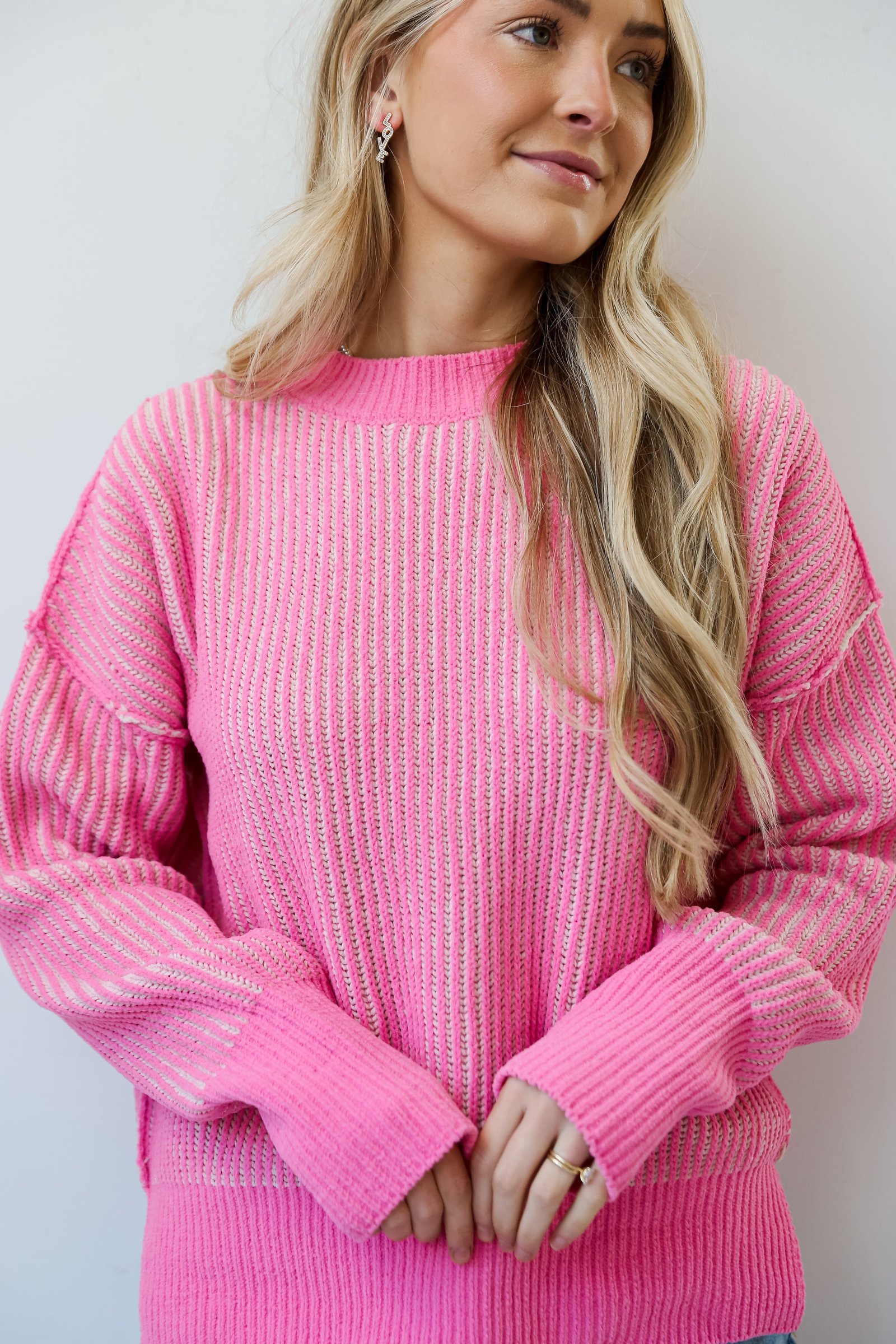 Aria Pink Oversized Sweater KM18