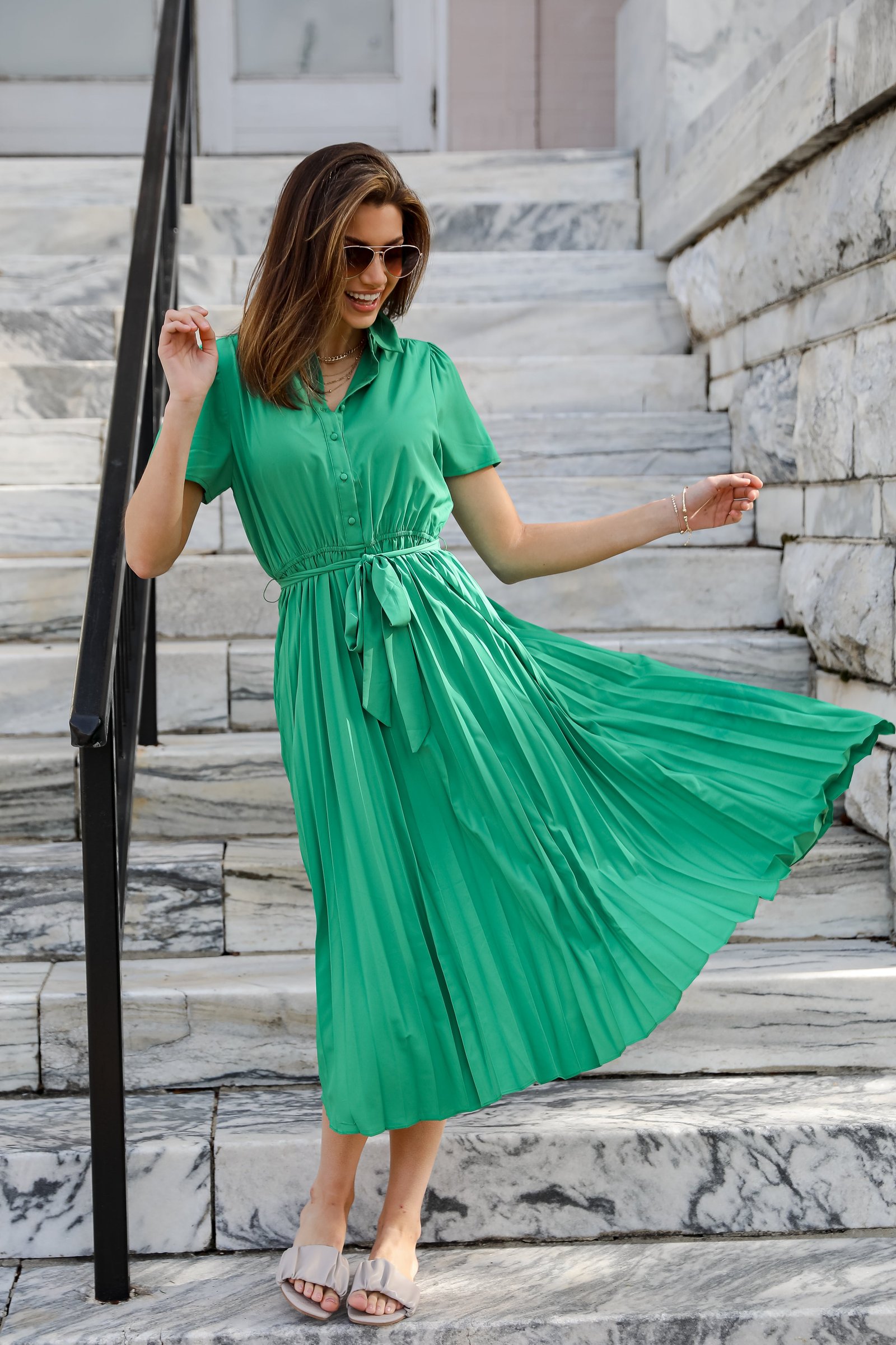 Desirable Date Pleated Midi Dress KM8