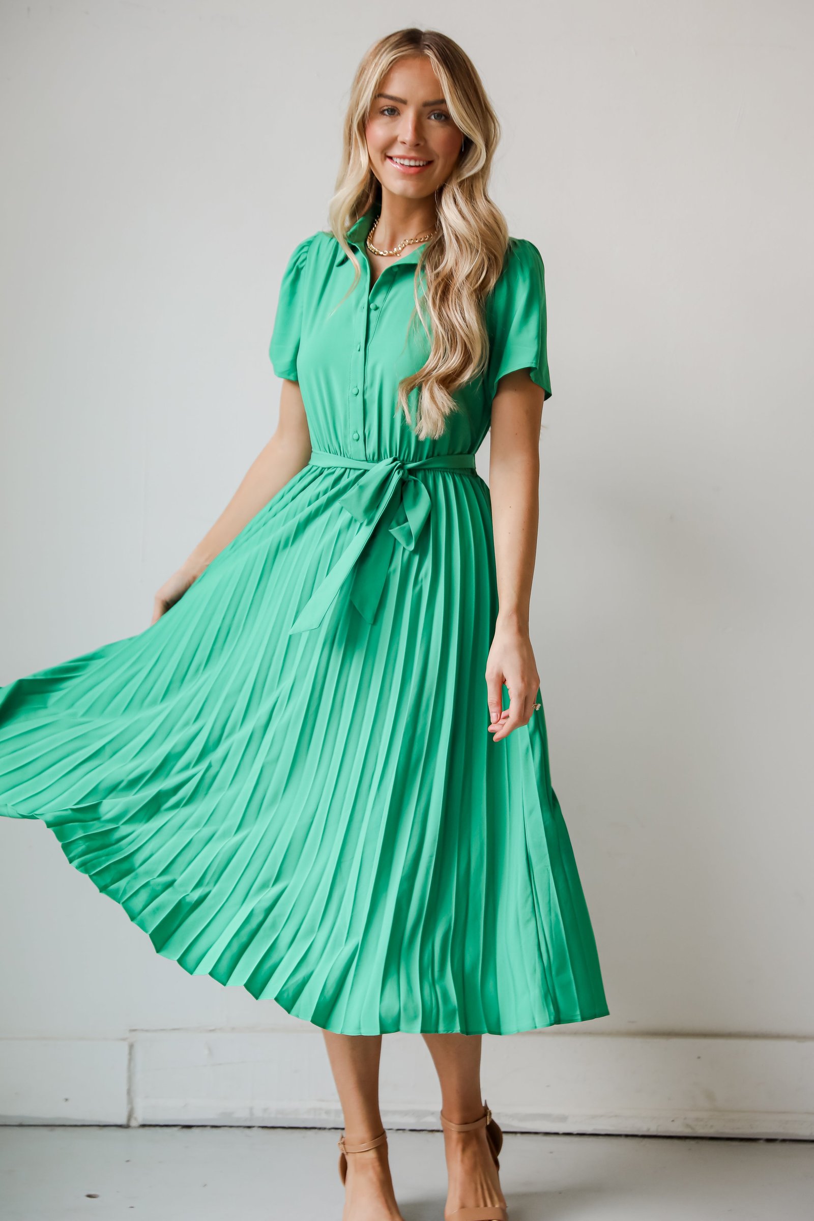 Desirable Date Pleated Midi Dress KM8