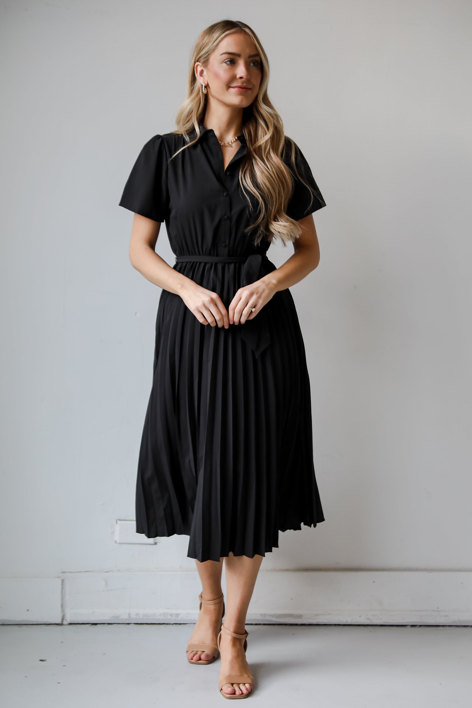 Desirable Date Pleated Midi Dress KM8