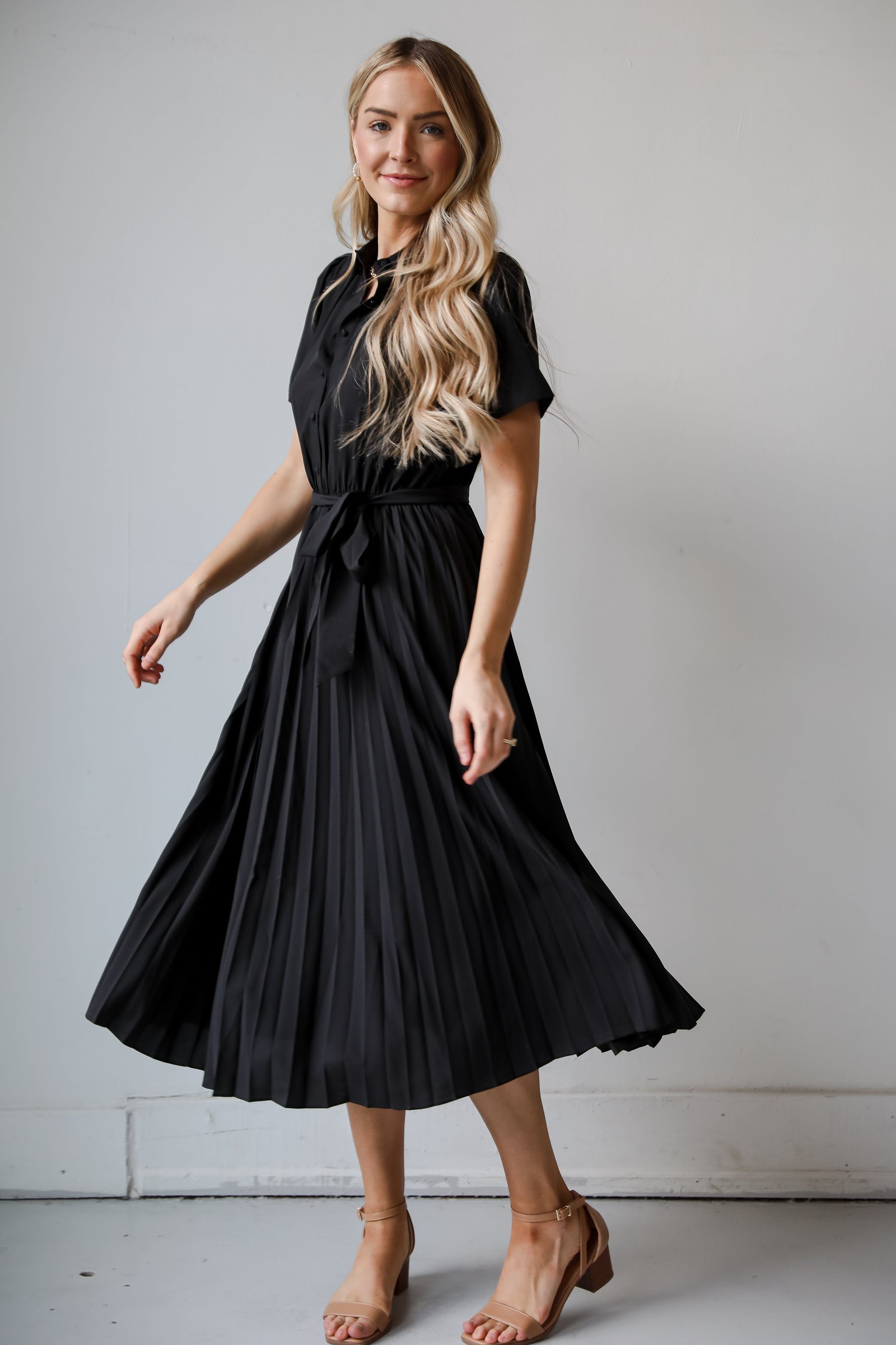 Desirable Date Pleated Midi Dress KM8