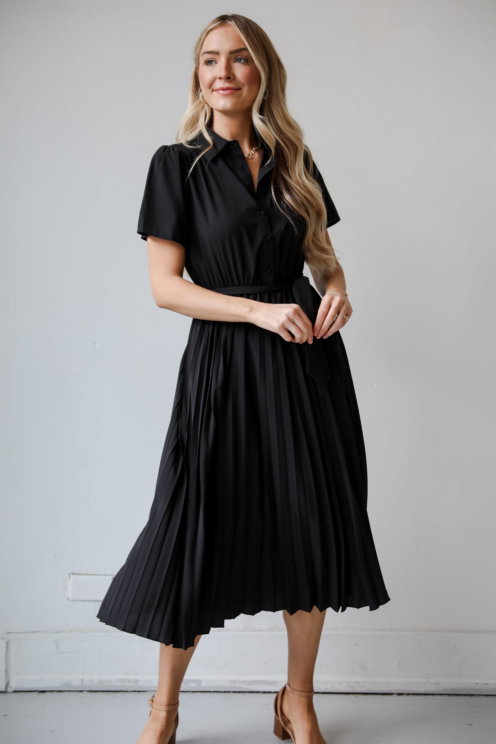 Desirable Date Pleated Midi Dress KM8