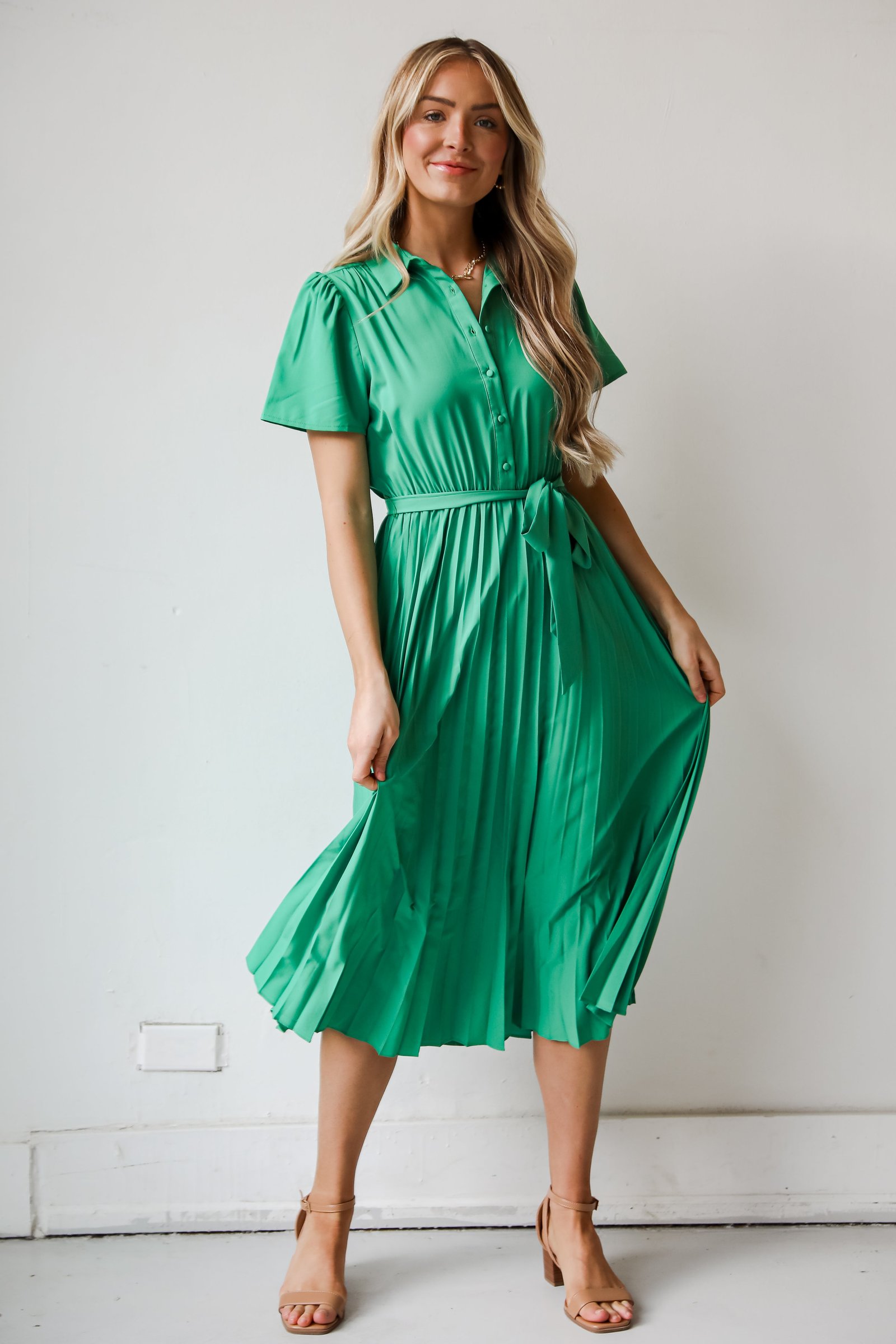 Desirable Date Pleated Midi Dress KM8