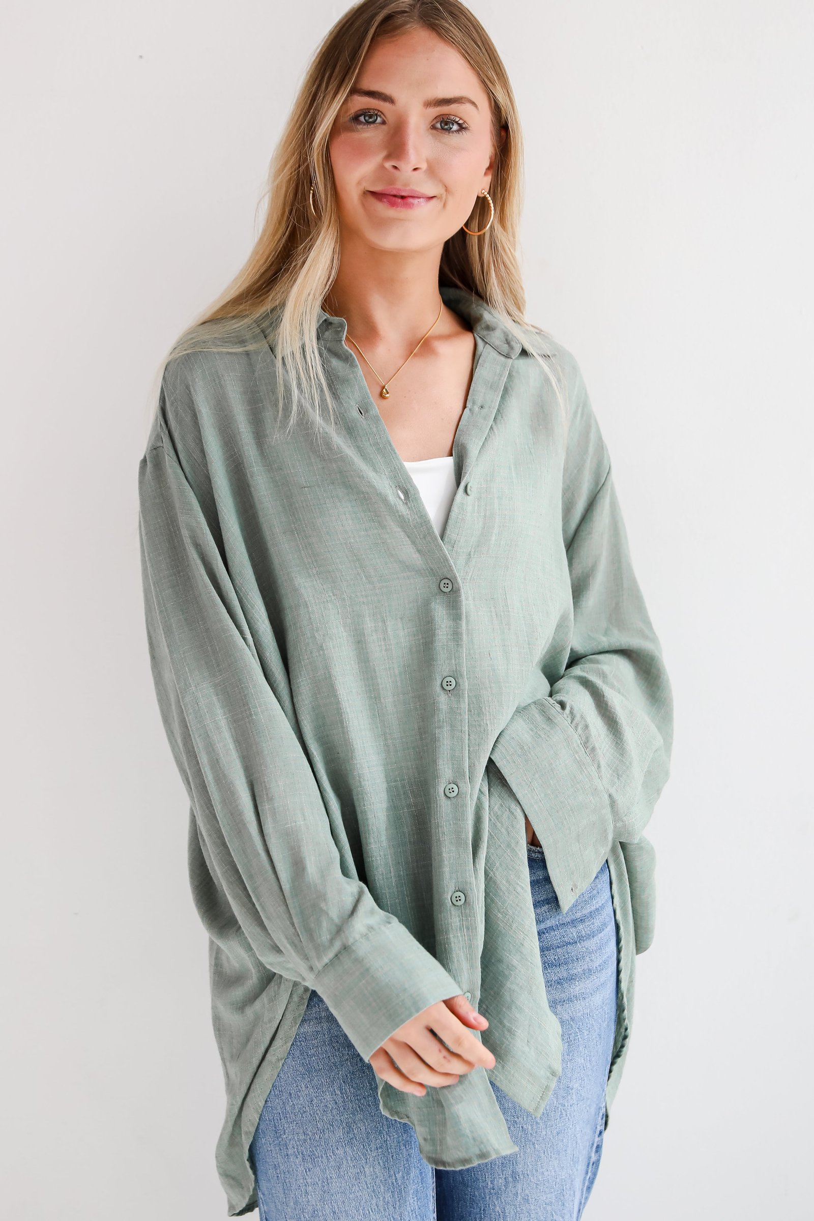 Allison Oversized Button-Up Blouse KM11