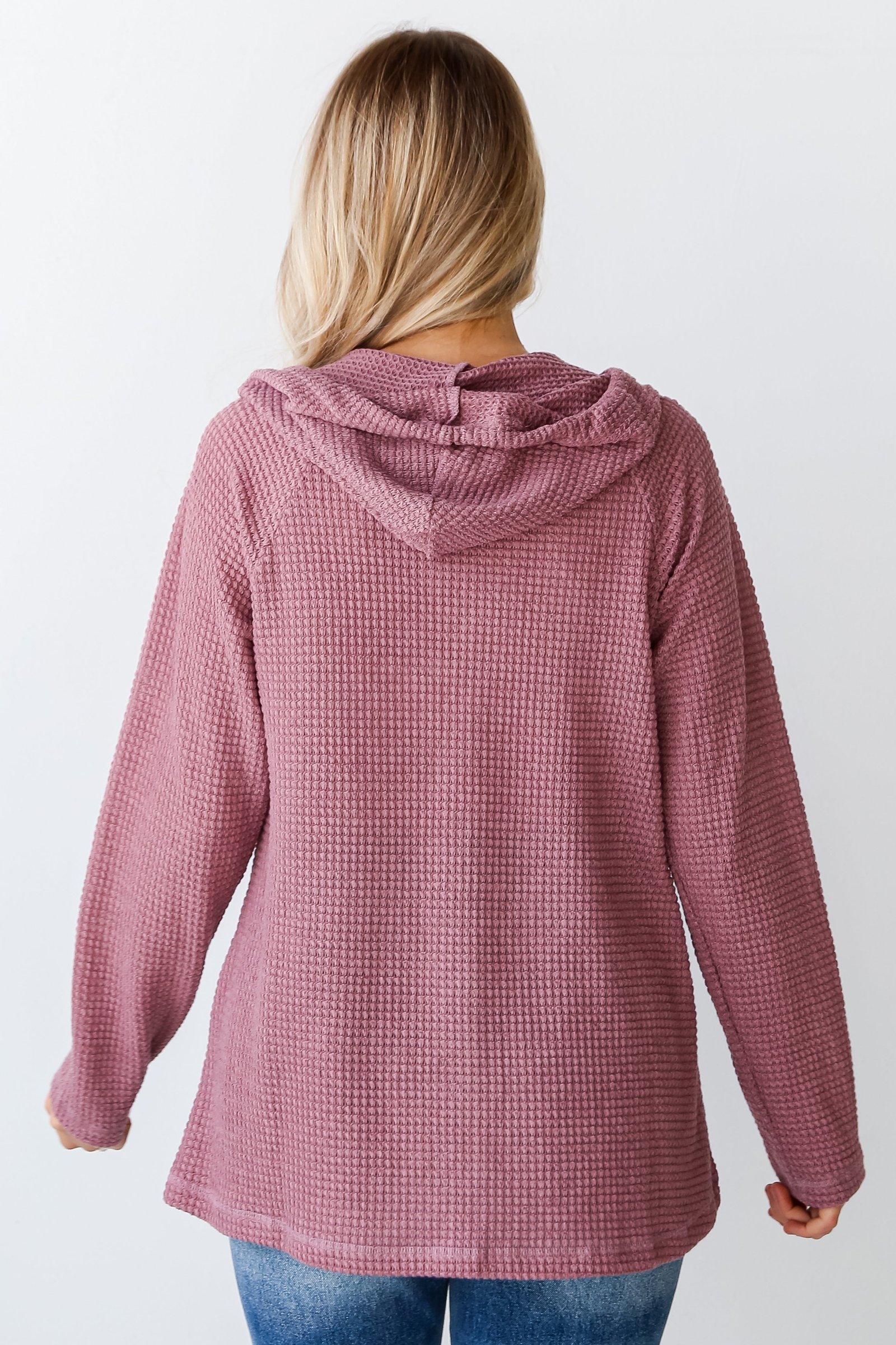 Casual Magic Mauve Waffle Knit Hoodie KM1